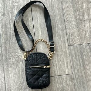 Black Quilted Crossbody phone Bag